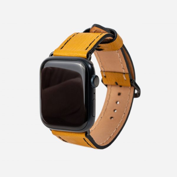 Ремешок для Apple Watch из кожи страуса в оранжевом цвете без фолликул.