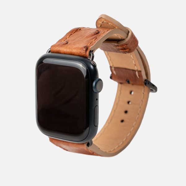Band for Apple Watch made of red ostrich skin with follicles in Kyiv