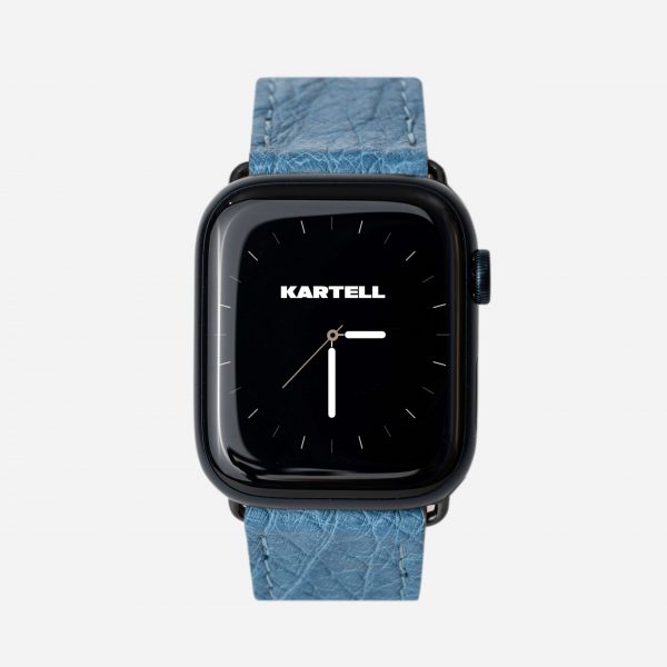 цена на Ремешок для Apple Watch из кожи страуса в голубом цвете без фолликул