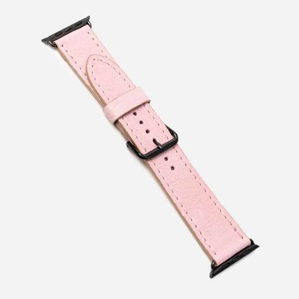 Ремінець для Apple Watch зі шкіри страуса в рожевому кольорі без фолікул