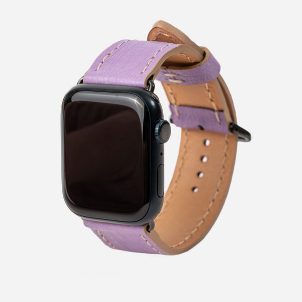 Ремешок для Apple Watch из кожи страуса в лиловом цвете без фолликул.