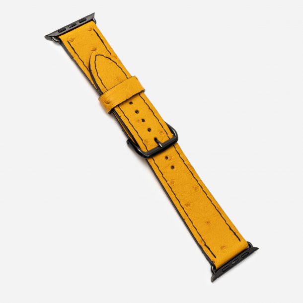 Band for Apple Watch made of ostrich skin in orange color with follicles