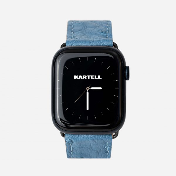 ціна на Ремінець для Apple Watch зі шкіри страуса в блакитному кольорі з фолікулами