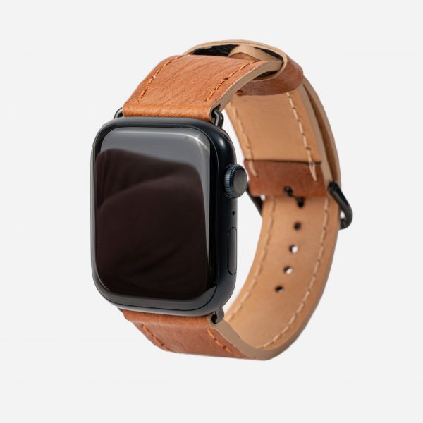 Ремешок для Apple Watch из кожи страуса в рыжем цвете без фолликул.
