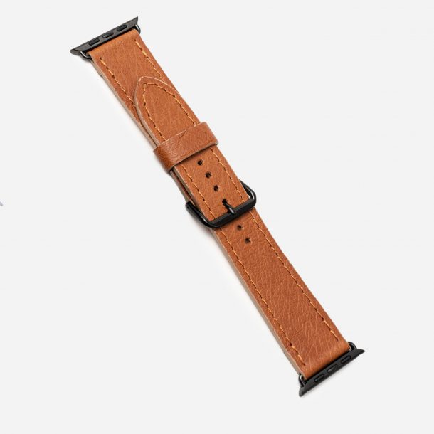 Ремінець для Apple Watch зі шкіри страуса в рижому кольорі без фолікул