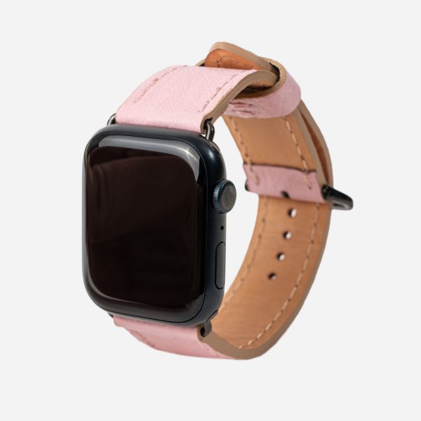 Ремінець для Apple Watch зі шкіри страуса в рожевому кольорі без фолікул у Києві