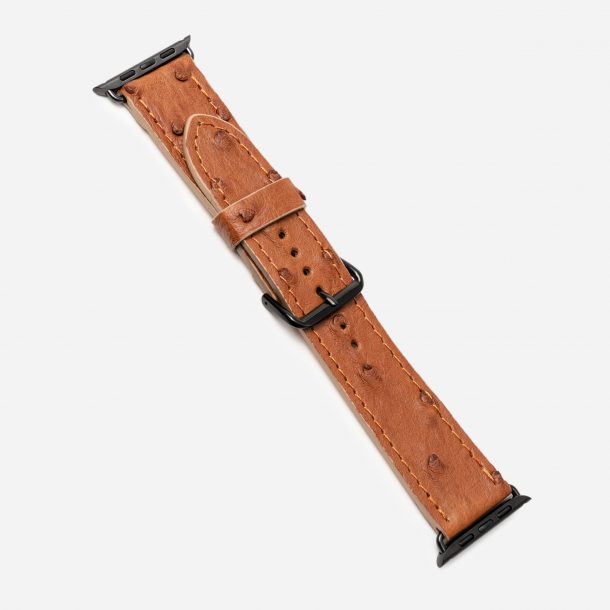 Band for Apple Watch made of ostrich skin in red color with follicles