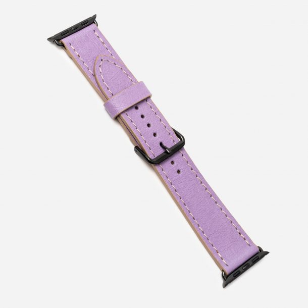 Band for Apple Watch made of ostrich leather in purple without follicles