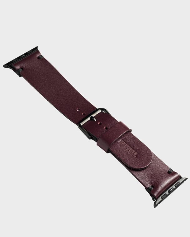 Apple Watch band made of calf leather in burgundy color
