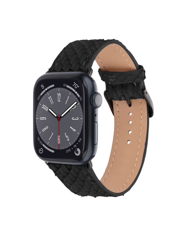 Ремінець для Apple Watch зі шкіри пітона в чорному кольорі