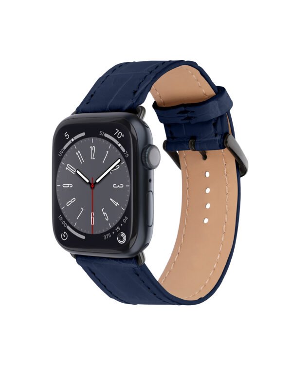 Ремінець для Apple Watch зі шкіри крокодила у темно-синьому кольорі