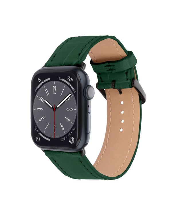 Ремінець для Apple Watch зі шкіри крокодила у зеленому кольорі