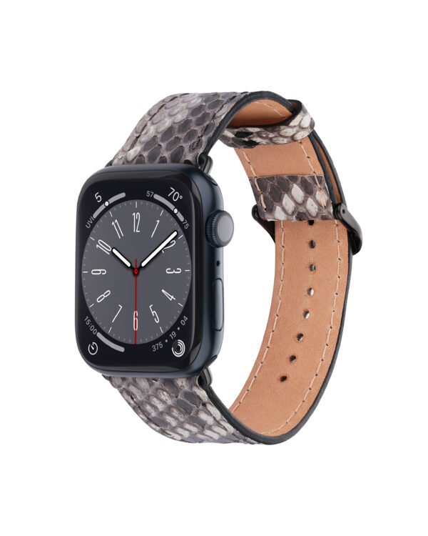 Ремінець для Apple Watch зі шкіри пітона в чорно-білому кольорі