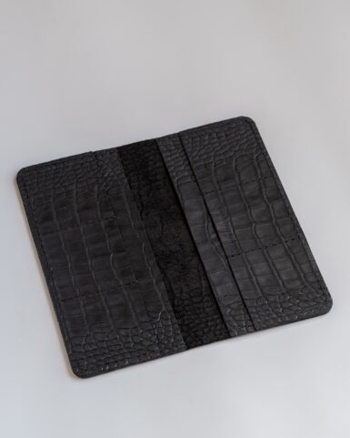 Clutch made of calfskin embossed with crocodile in black color in Kyiv