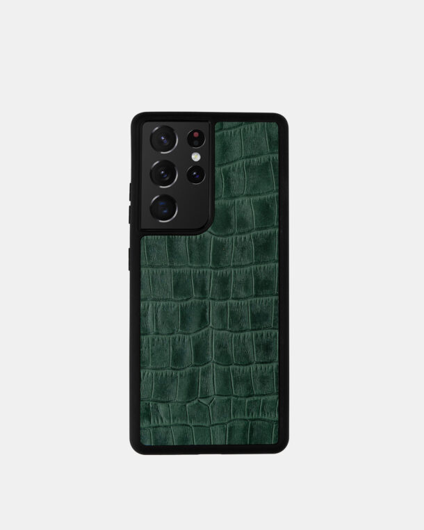 Чохол для Samsung у темно-зеленому кольорі з тиснення під крокодила
