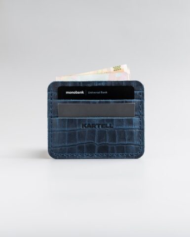 price for Cardholder made of calfskin embossed with crocodile in dark blue color