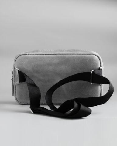 Leather belt bag (banana) in gray color, made of Crazy Horse leather in Kyiv