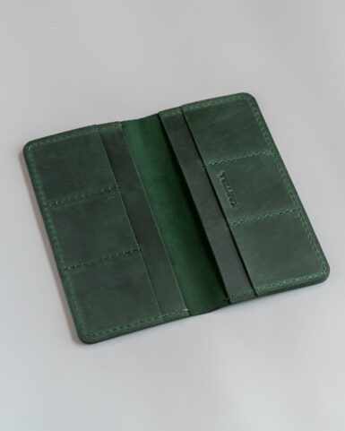 Crazy horse leather clutch, in dark green color in Kyiv