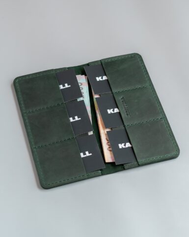 price for Crazy horse leather clutch, in dark green color