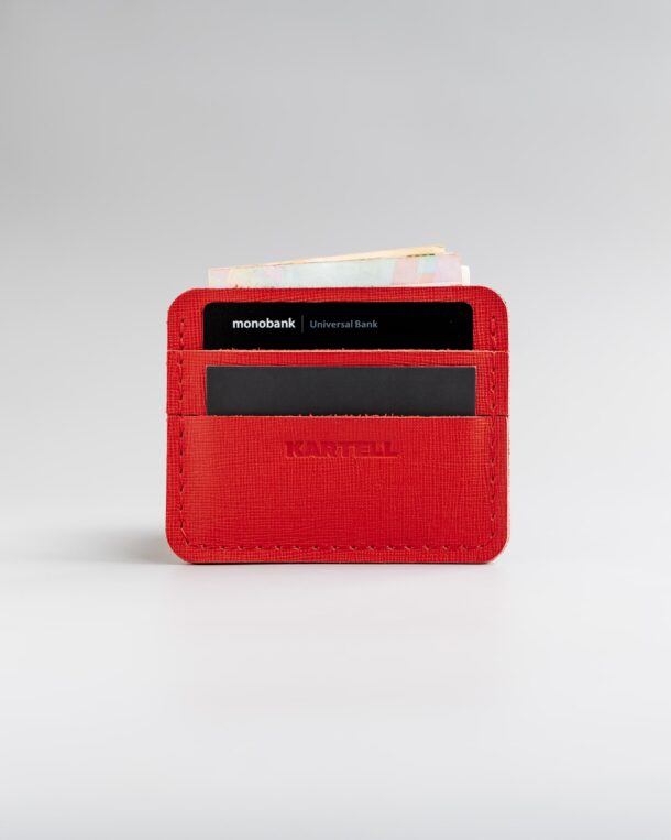 Red saffiano calfskin cardholder