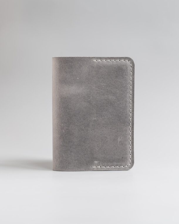 Crazy horse leather passport cover, gray