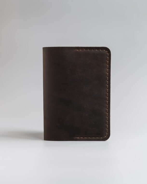 Crazy horse leather passport cover, dark brown