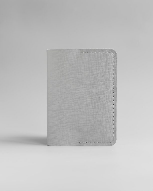 Passport cover in gray calfskin with saffiano pattern