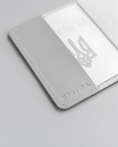 Passport cover made of calfskin with saffiano pattern in gray color in Kyiv
