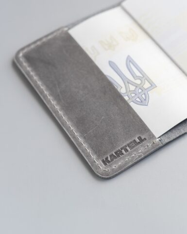 Passport cover made of crazy horse leather, in gray color in Kyiv