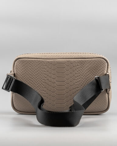 Leather belt bag (banana) in beige color, embossed with a python in Kyiv