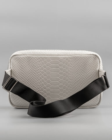 Leather waist bag (banana) in ivory, embossed with a python in Kyiv