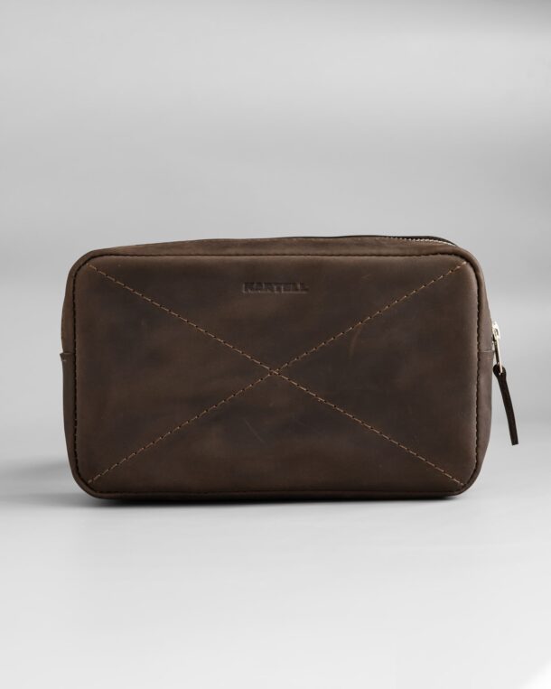 Leather belt bag (bananka) in dark brown, made of crazy horse leather