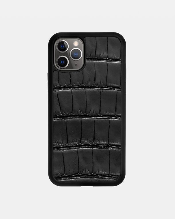 Black case with crocodile skins for iPhone 11 Pro