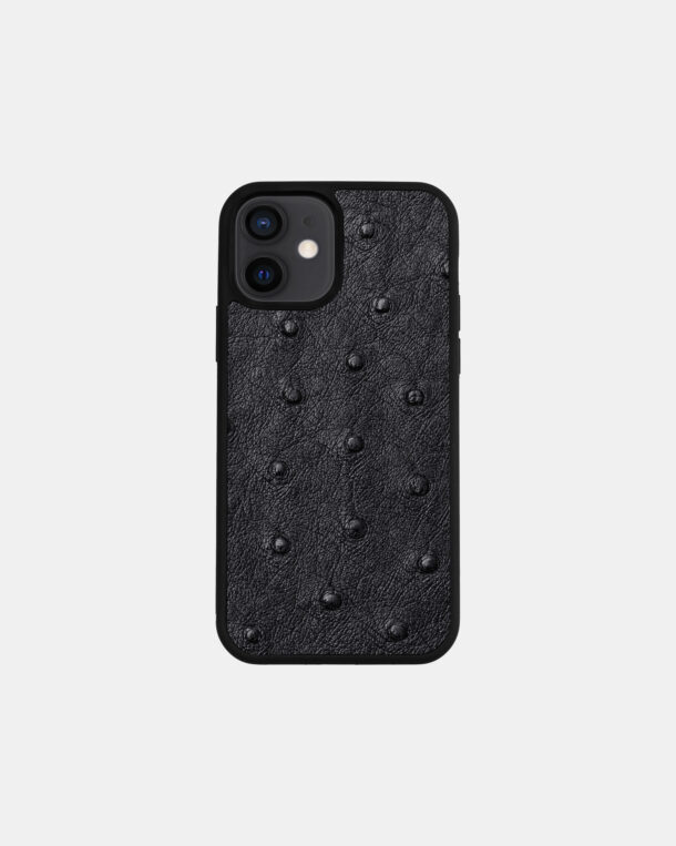 Black ostrich coat case for iPhone 12 Mini