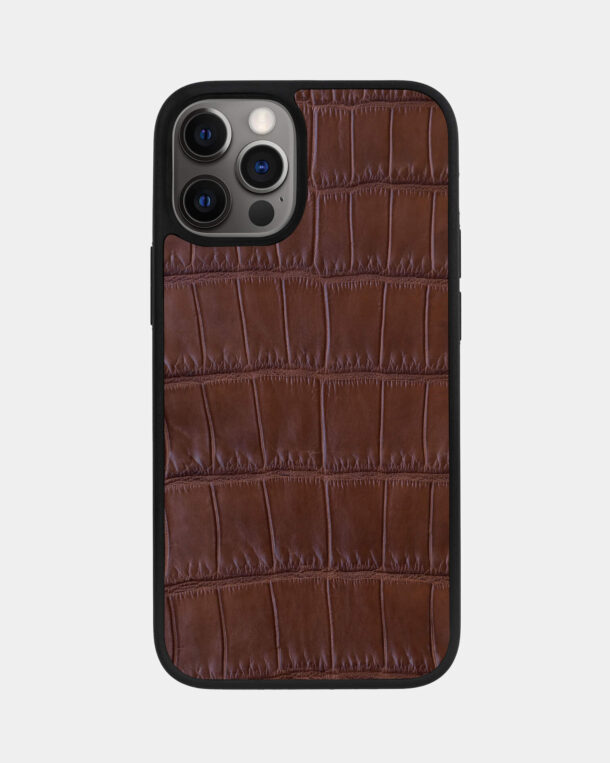 Чохол із коричневої шкіри крокодила для iPhone 12 Pro Max