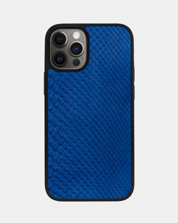 Чохол із синьої шкіри пітона з дрібними лусочками для iPhone 12 Pro Max