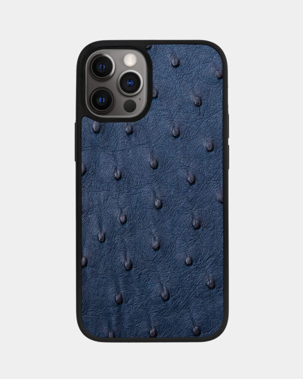 Чохол із темно-синьої шкіри страуса для iPhone 12 Pro Max
