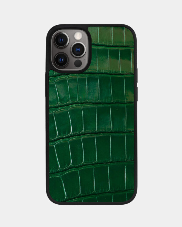 Чохол із зеленої шкіри крокодила для iPhone 12 Pro Max
