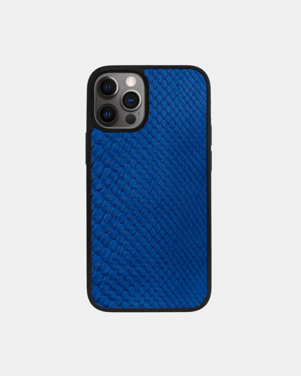 Чохол із синьої шкіри пітона з дрібними лусочками для iPhone 12 Pro