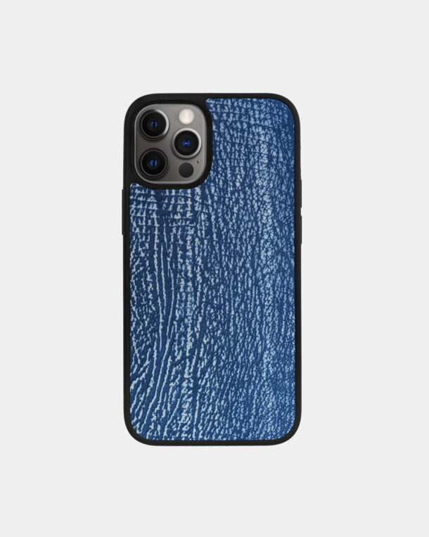 Чехол из синей кожи акулы для iPhone 12 Pro