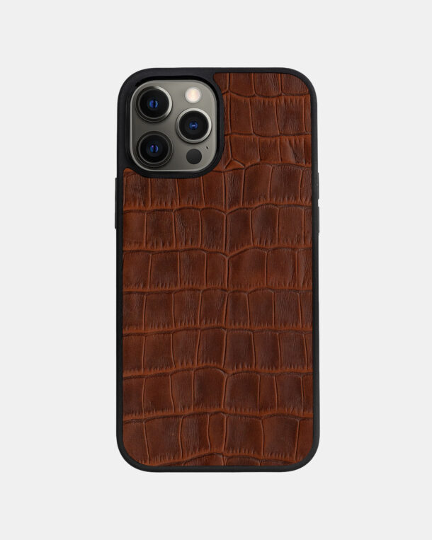 Case made of ore embossed crocodile on calfskin for iPhone 12 Pro Max