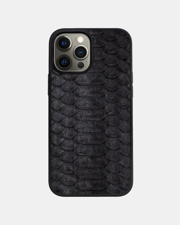 Чохол із чорної шкіри пітона з широкими лусочками для iPhone 12 Pro Max