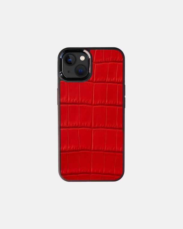 Чохол із червоної шкіри крокодила для iPhone 13