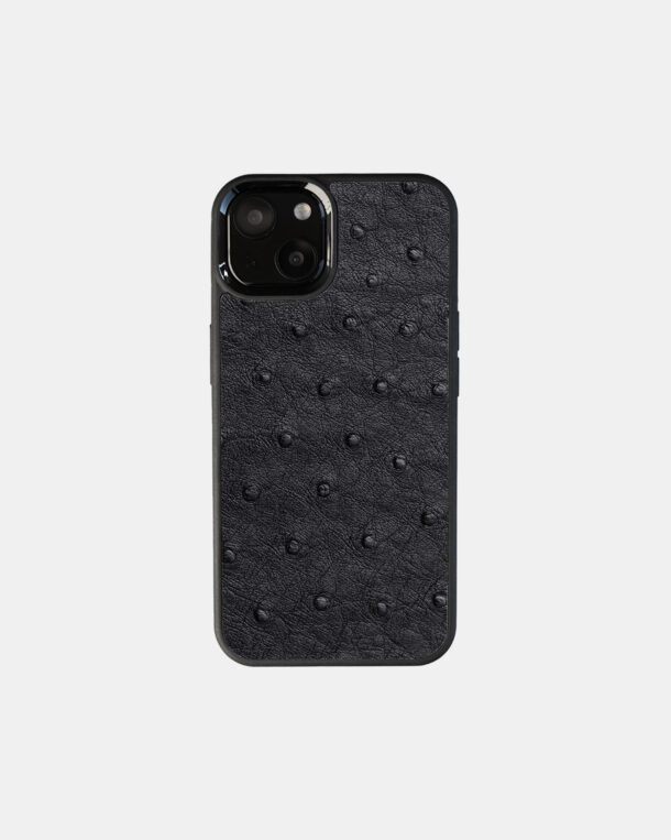 Black ostrich coat case for iPhone 13