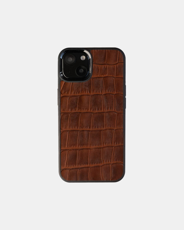 Case made of ore embossed crocodile on calfskin for iPhone 13