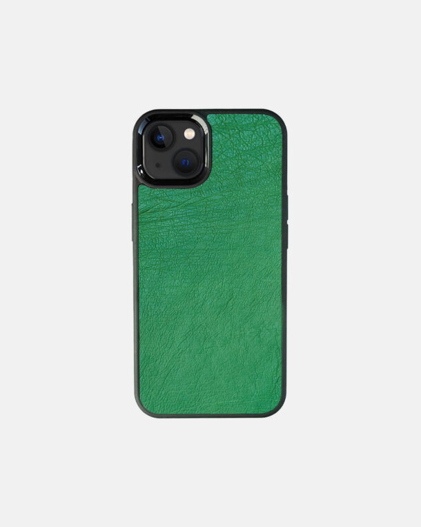 Чохол із зеленої шкіри страуса без фолікул для iPhone 13