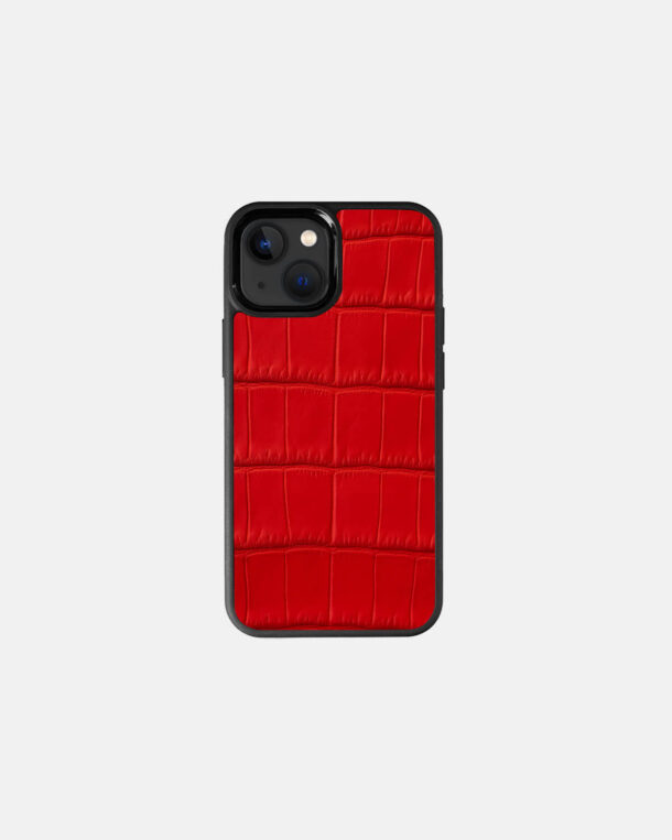 Чохол із червоної шкіри крокодила для iPhone 13 Mini