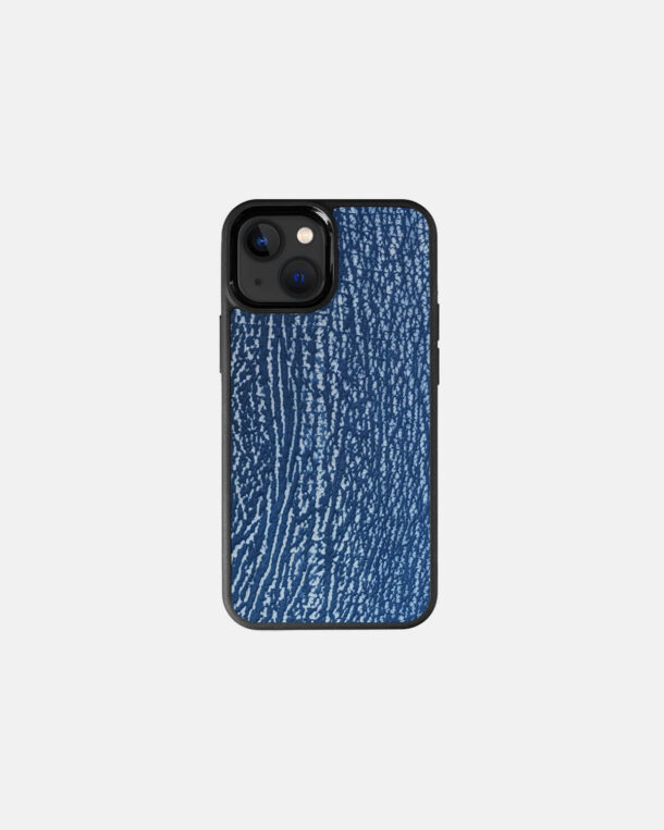 Чехол из синей кожи акулы для iPhone 13 Mini