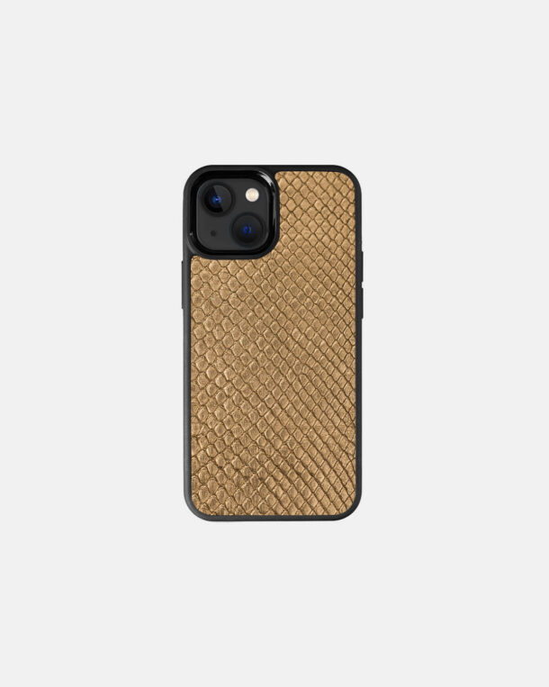iPhone 13 Mini golden python leather case with fine scales