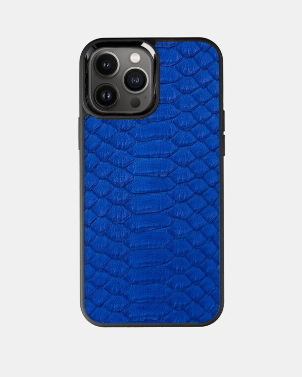 Чохол із синьої шкіри пітона з широкими лусочками для iPhone 13 Pro Max